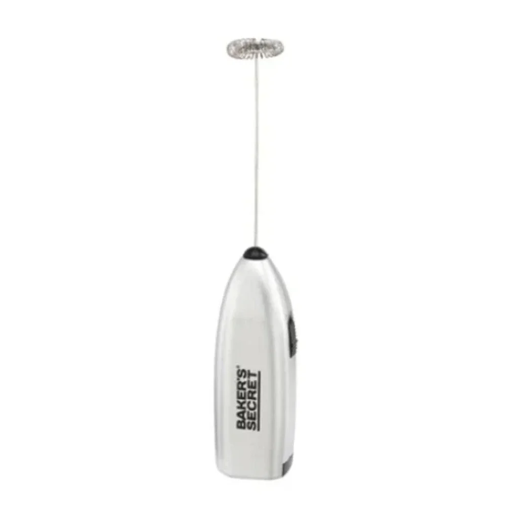 NEW Baker's Secret Electric Milk Frother Stainless Steel Handheld Silver BS40751